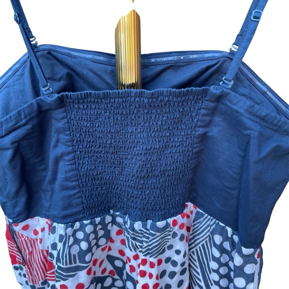 Odille Blue and Red Cotton Polka Dot Patterned Dress - Picture 9 of 13